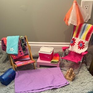 American Girl Doll Beach Setup and Accessories